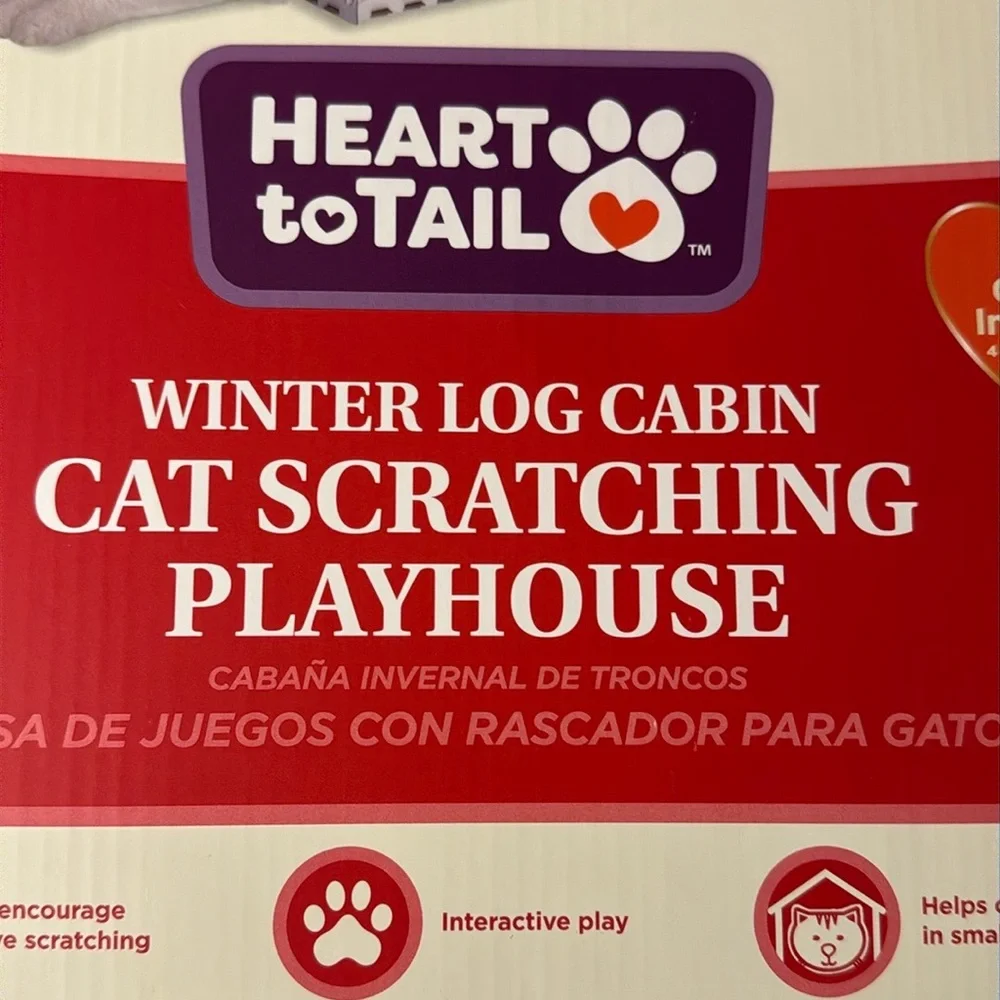 Heart to Tail - Winter Log Cabin Cat Scratching Playhouse with Catnip